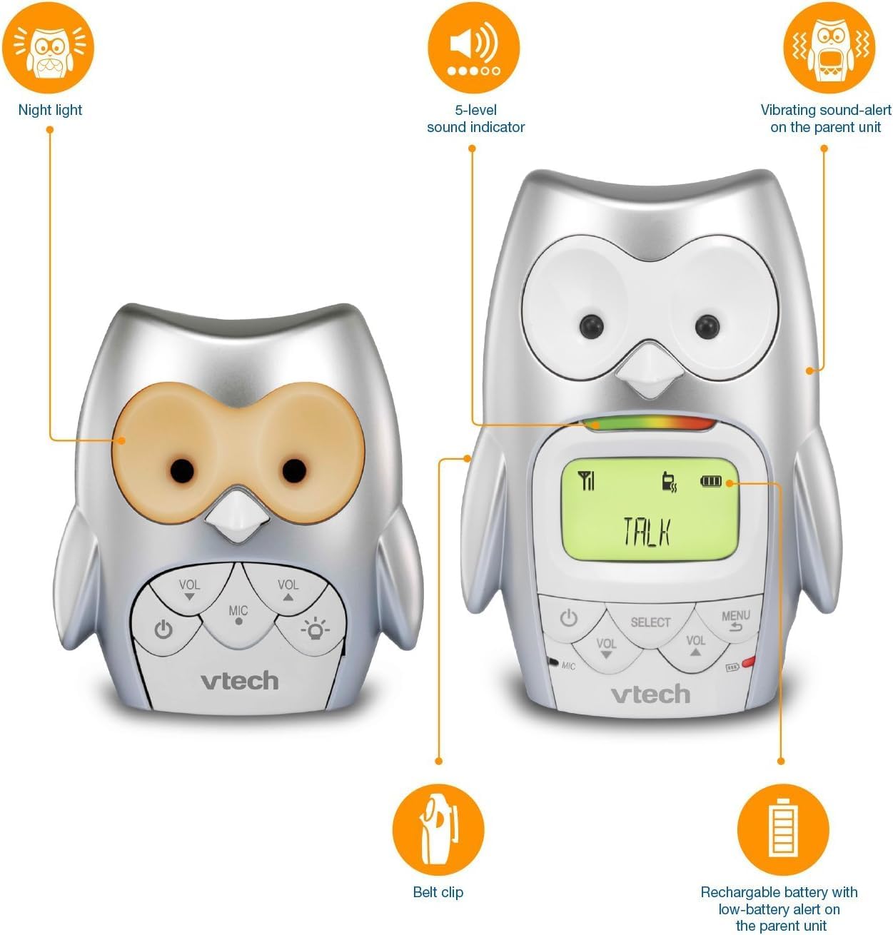 VTech - Babyphone Hibou Family - Fonction veilleuse, Communication Parent/bébé