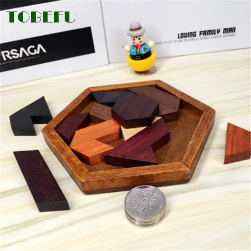 Puzzle en bois à formes géométriques pour enfants