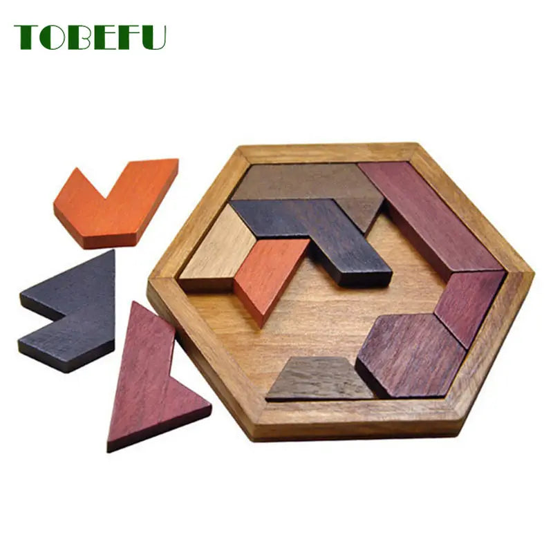 Puzzle en bois à formes géométriques pour enfants