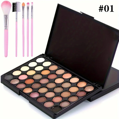 Palette de fards à paupières 40 couleurs scintillantes avec 5 pinceaux