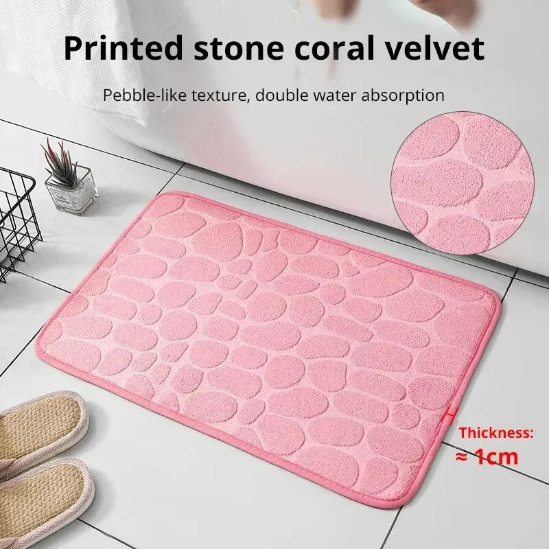 Tapis de salle de bain antidérapant en velours gaufré à mémoire de forme