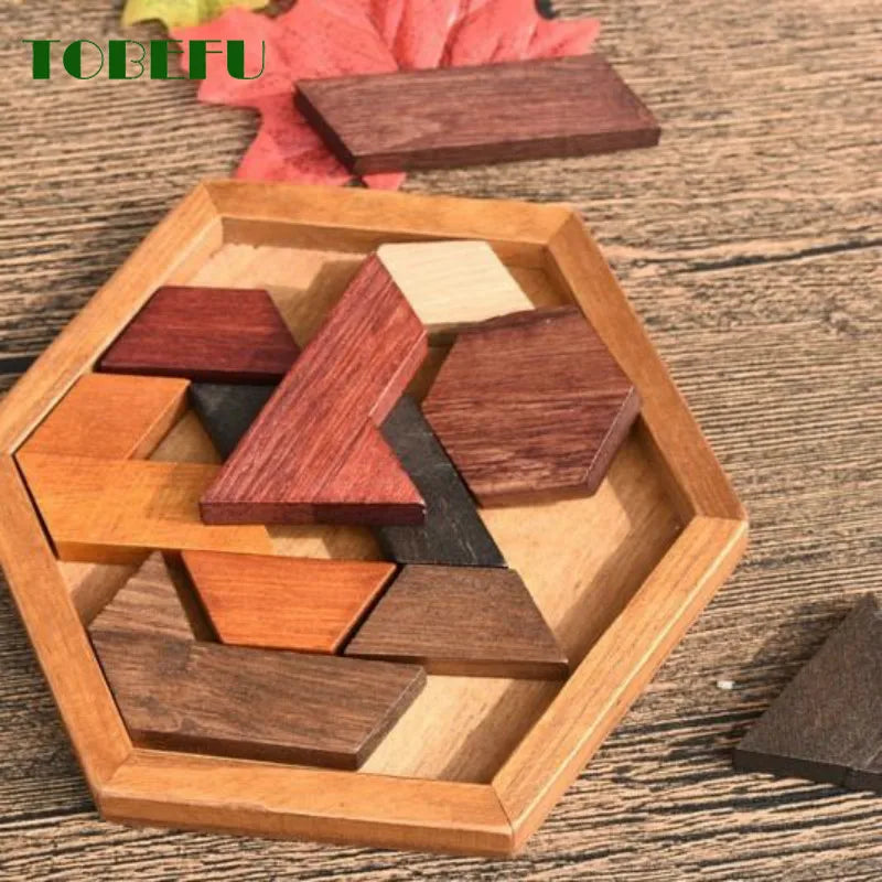Puzzle en bois à formes géométriques pour enfants