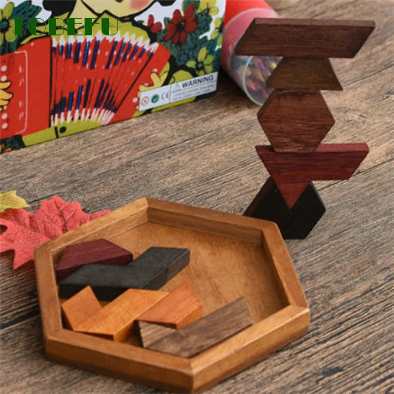 Puzzle en bois à formes géométriques pour enfants
