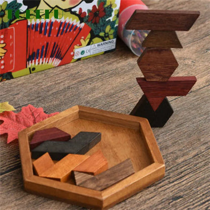 Puzzle en bois à formes géométriques pour enfants