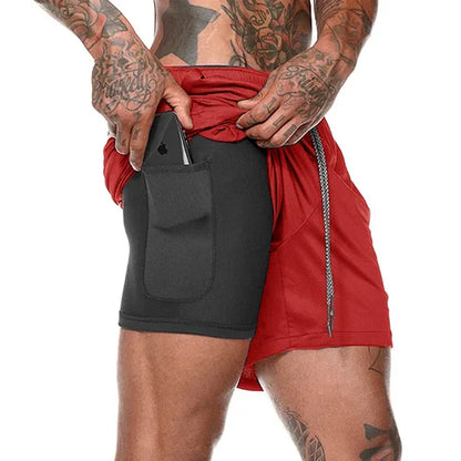 Short de sport 2 en 1 pour homme, vêtement de sport, short de course à pied à double épaisseur, pour la plage