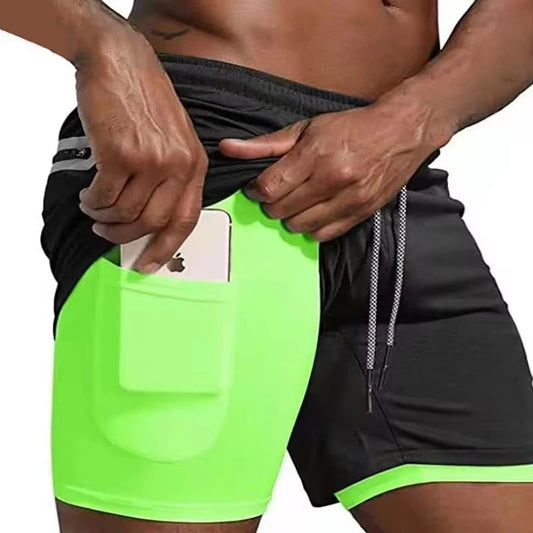 Short de sport 2 en 1 pour homme, vêtement de sport, short de course à pied à double épaisseur, pour la plage