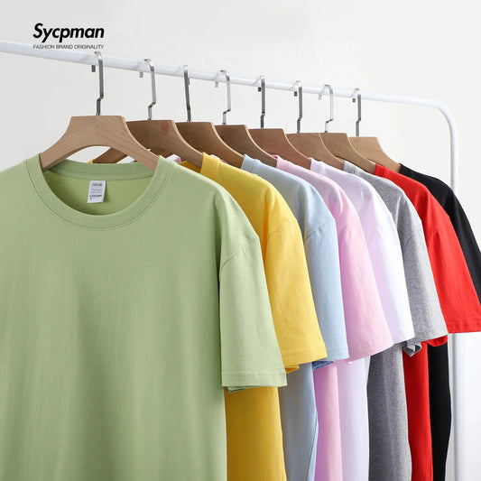 T-shirts à manches courtes pour homme en coton, couleur unie.
