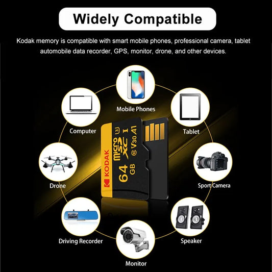 Carte mémoire Micro SD KODAK 512 Go 256 Go jusqu'à 90 Mo/s