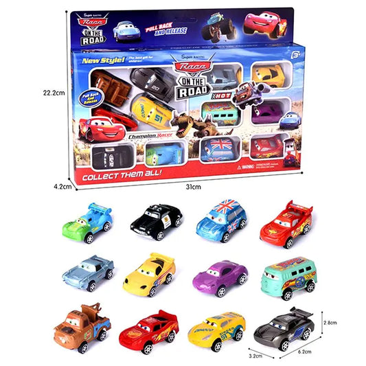 Lot de 12 figurines Disney Pixar Cars Back Force Lightning McQueen Jackson 6 cm