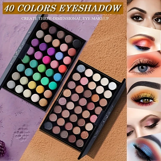 Palette de fards à paupières 40 couleurs scintillantes avec 5 pinceaux