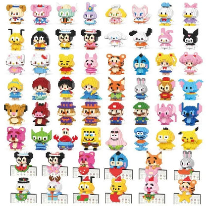 Poupées de dessin animé Stitch Sanrio Coke Mickey Mouse et microparticules LEGO