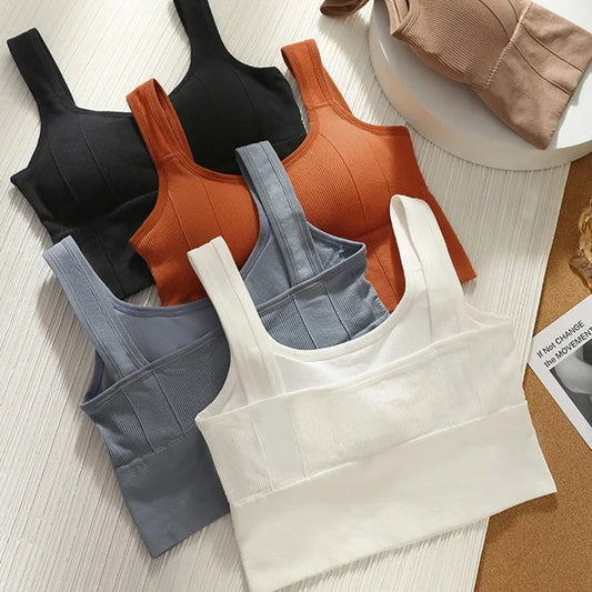 Soutien-gorge de sport sans coutures pour femmes, haut court respirant et élégant
