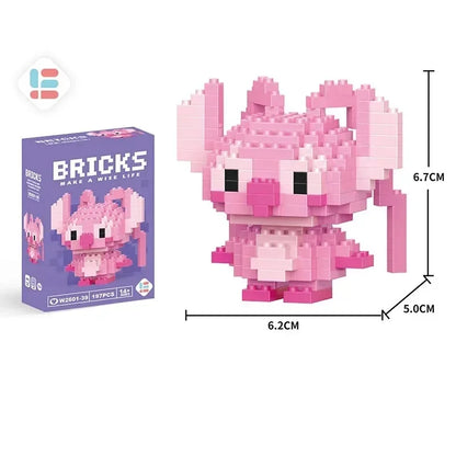 Poupées de dessin animé Stitch Sanrio Coke Mickey Mouse et microparticules LEGO