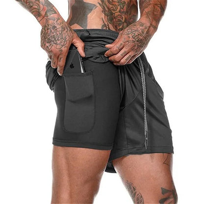Short de sport 2 en 1 pour homme, vêtement de sport, short de course à pied à double épaisseur, pour la plage