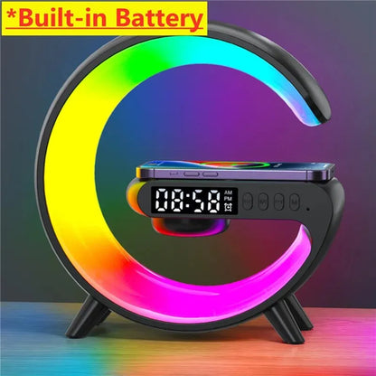 Chargeur sans fil, support, haut-parleur, veilleuse RVB, lampe, alarme