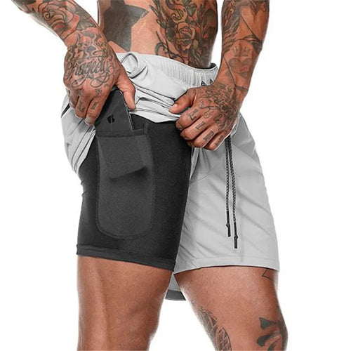 Short de sport 2 en 1 pour homme, vêtement de sport, short de course à pied à double épaisseur, pour la plage
