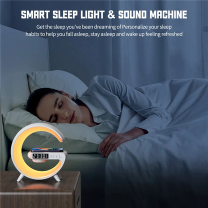 Chargeur sans fil, support, haut-parleur, veilleuse RVB, lampe, alarme