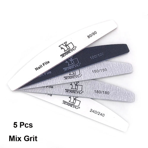 Lot de 5 limes à ongles de différentes couleurs, grain 80/100/150/180/240