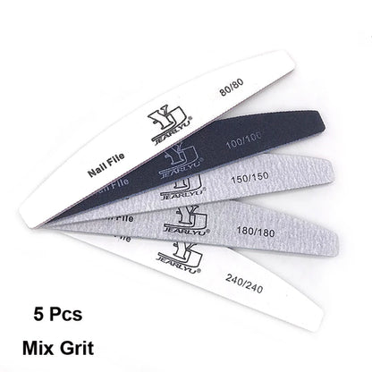 Lot de 5 limes à ongles de différentes couleurs, grain 80/100/150/180/240