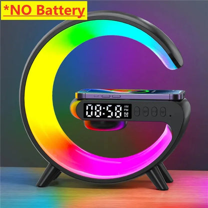 Chargeur sans fil, support, haut-parleur, veilleuse RVB, lampe, alarme
