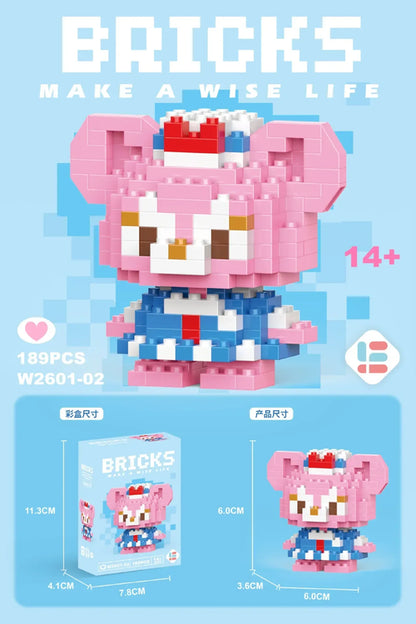 Poupées de dessin animé Stitch Sanrio Coke Mickey Mouse et microparticules LEGO