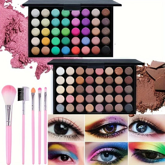 Palette de fards à paupières 40 couleurs scintillantes avec 5 pinceaux