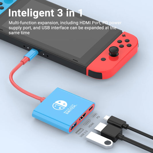 Station d'accueil portable Nintendo Switch, hub TYPE-C avec HDMI et USB