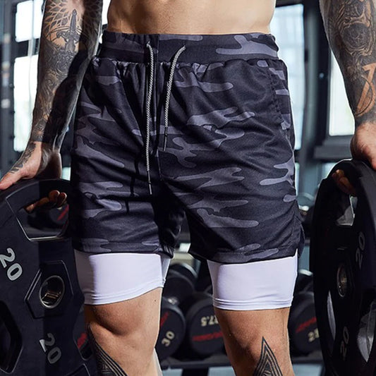 Short de sport 2 en 1 pour homme, vêtement de sport, short de course à pied à double épaisseur, pour la plage