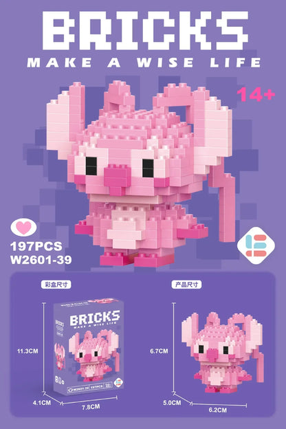 Poupées de dessin animé Stitch Sanrio Coke Mickey Mouse et microparticules LEGO