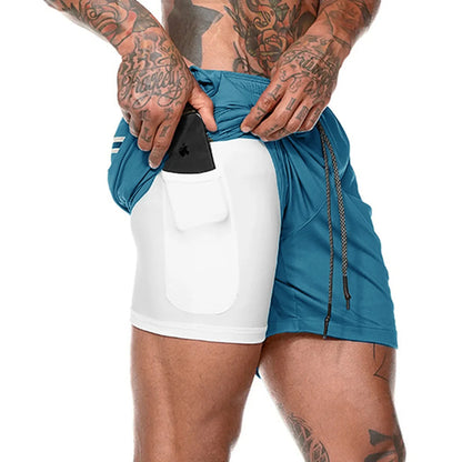 Short de sport 2 en 1 pour homme, vêtement de sport, short de course à pied à double épaisseur, pour la plage