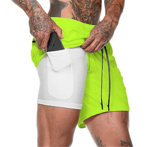 Short de sport 2 en 1 pour homme, vêtement de sport, short de course à pied à double épaisseur, pour la plage