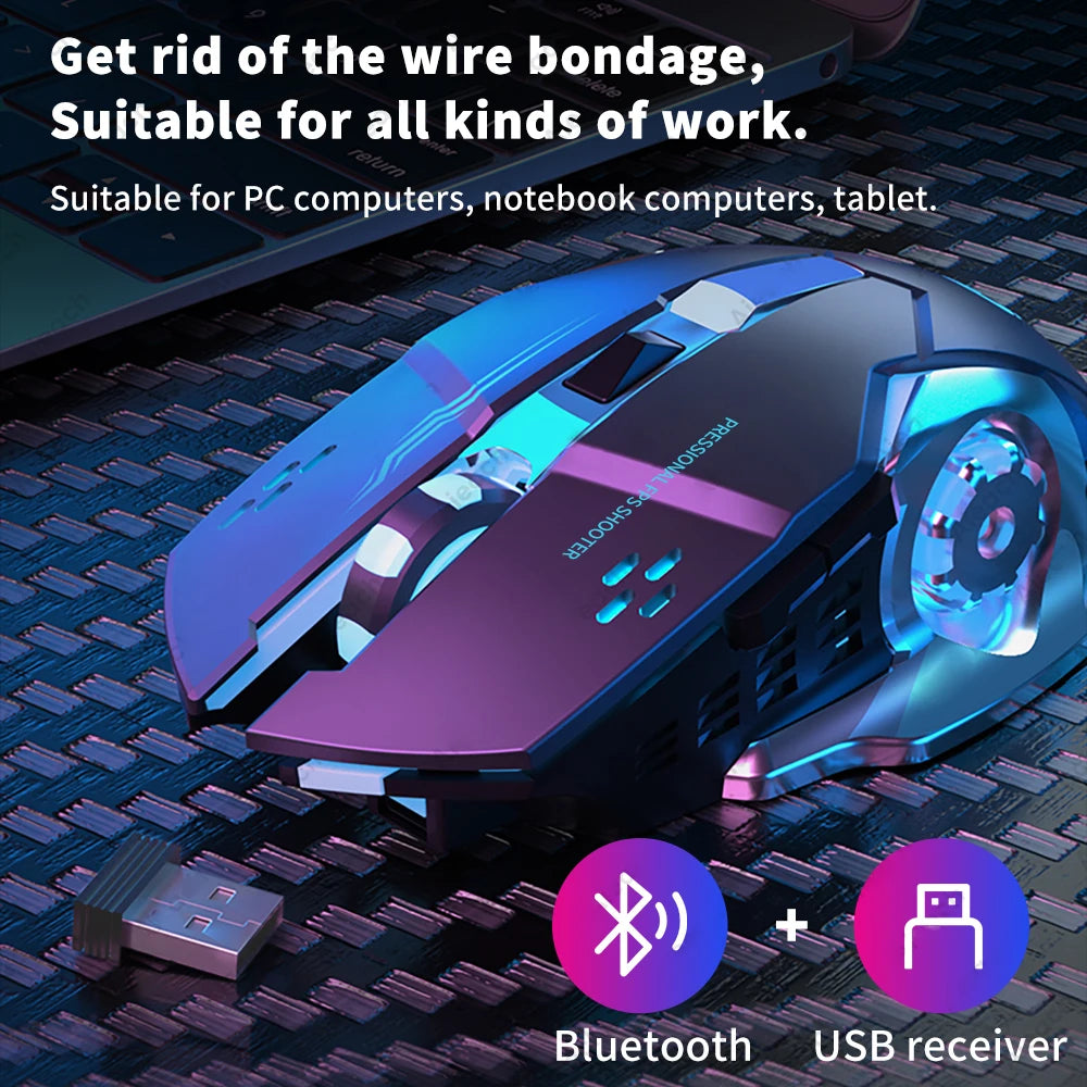 Souris sans fil rechargeable, Bluetooth, USB