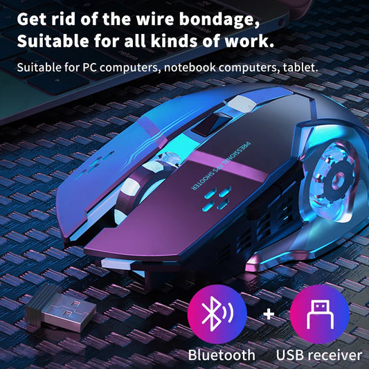 Souris sans fil rechargeable, Bluetooth, USB