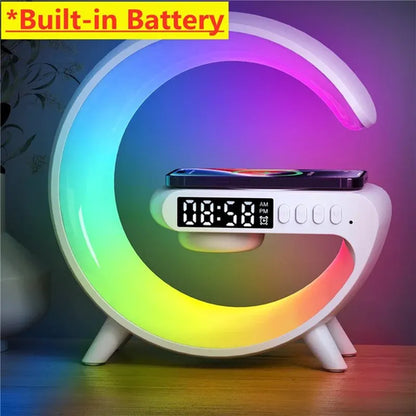 Chargeur sans fil, support, haut-parleur, veilleuse RVB, lampe, alarme