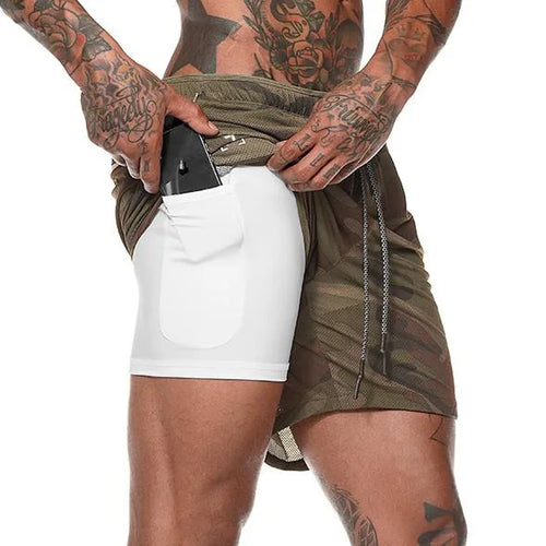 Short de sport 2 en 1 pour homme, vêtement de sport, short de course à pied à double épaisseur, pour la plage