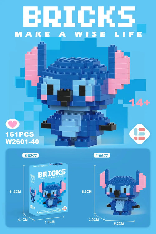 Poupées de dessin animé Stitch Sanrio Coke Mickey Mouse et microparticules LEGO