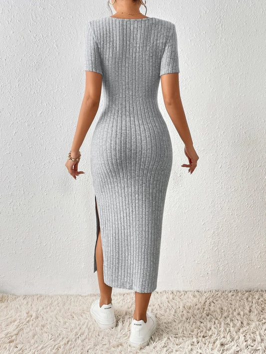 Robe tricotée décontractée à manches courtes
