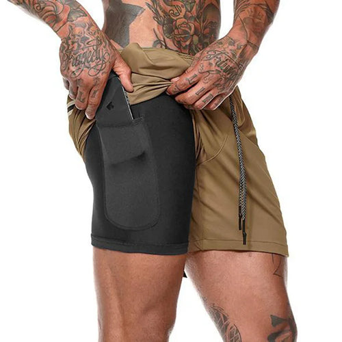 Short de sport 2 en 1 pour homme, vêtement de sport, short de course à pied à double épaisseur, pour la plage