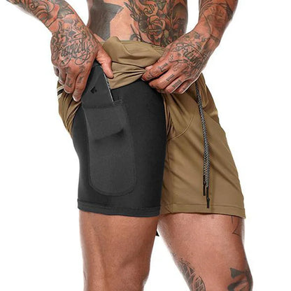 Short de sport 2 en 1 pour homme, vêtement de sport, short de course à pied à double épaisseur, pour la plage