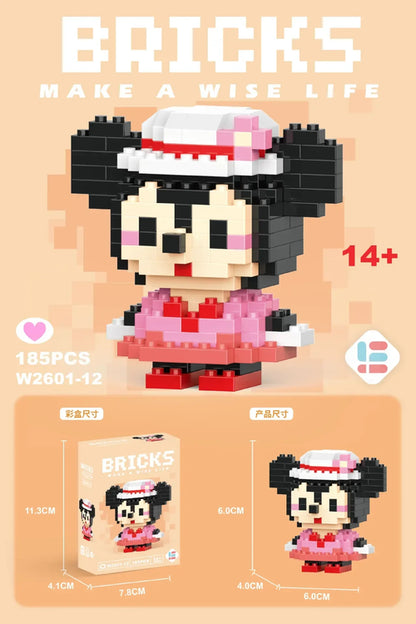 Poupées de dessin animé Stitch Sanrio Coke Mickey Mouse et microparticules LEGO